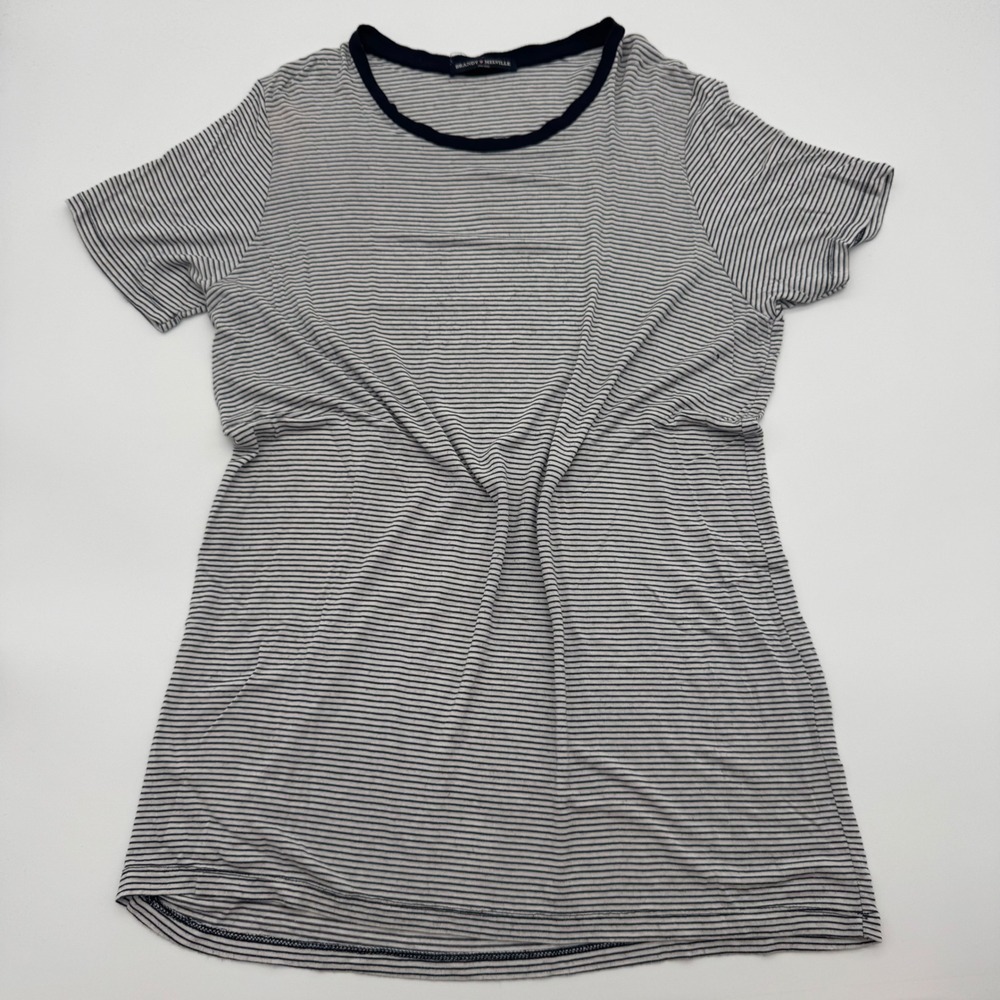 Brandy Melville Striped Ringer T-Shirt Dress Pajama Navy Blue White One Size OS